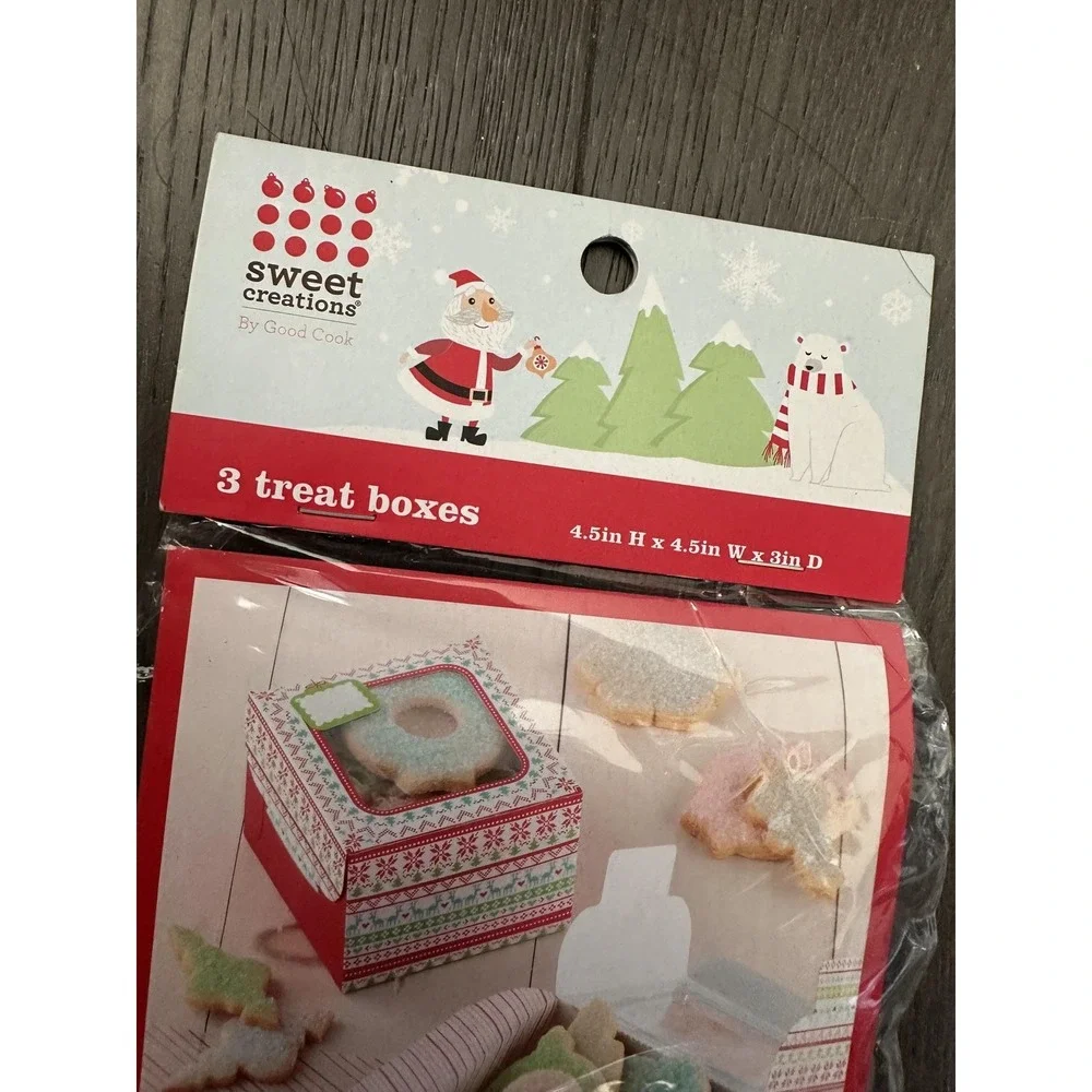Sweet Creations by‎ Good Cook Christmas Treat Boxes 3 Pack 4.5x4.5x3in Window